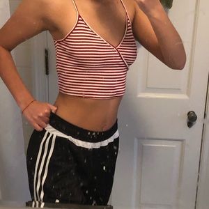 topshop white and red striped crop top!